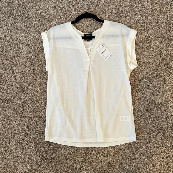 NWT BOBEAU V Neck white top blouse dolman cap sleeves women's size XS NEW - Picture 3 of 7